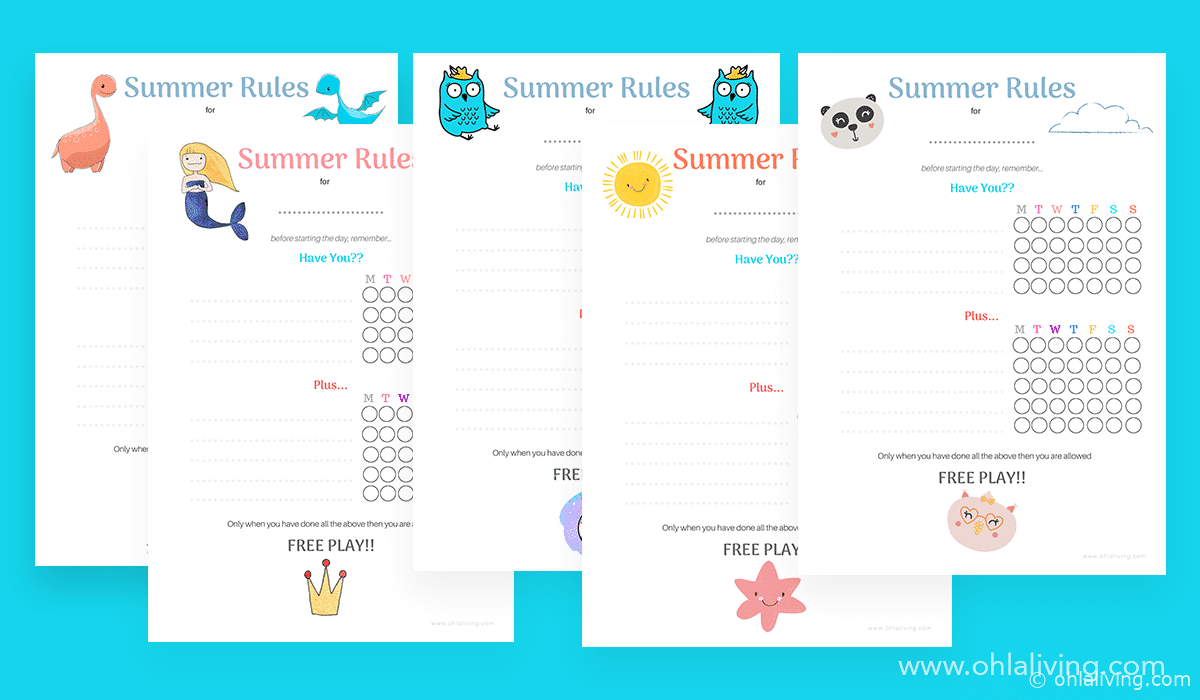 Printable Summer Rules Checklist For Long Summer Holidays
