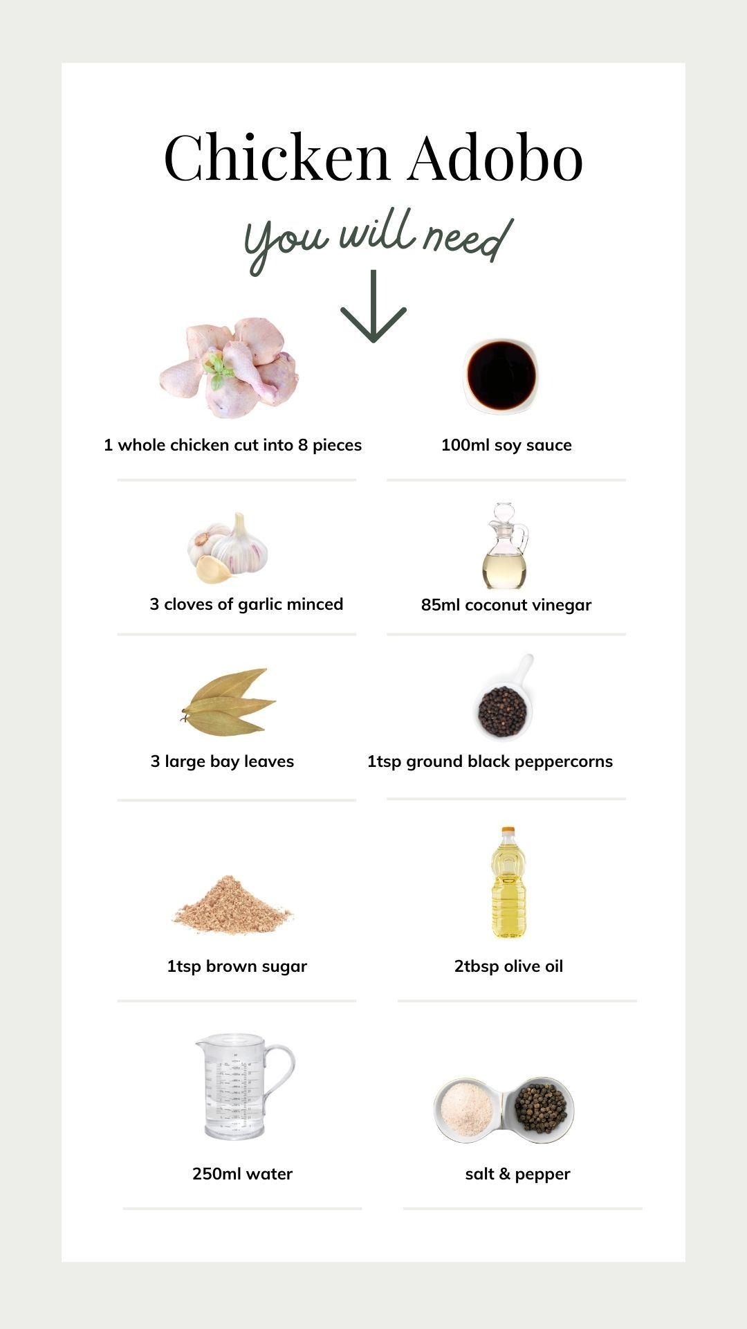 Filipino Chicken Adobo Ingredients