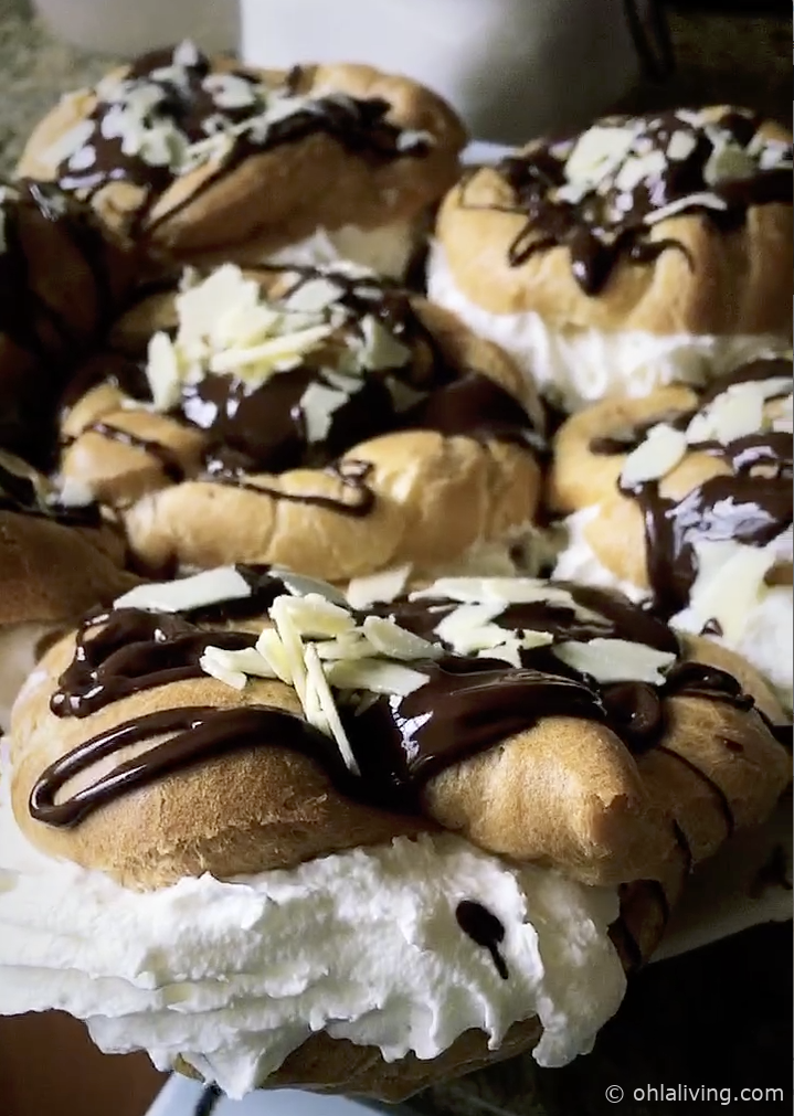 Chocolate Choux Buns With Vanilla Cream Filling