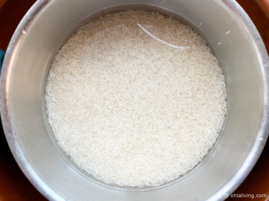 biryani rice soaking