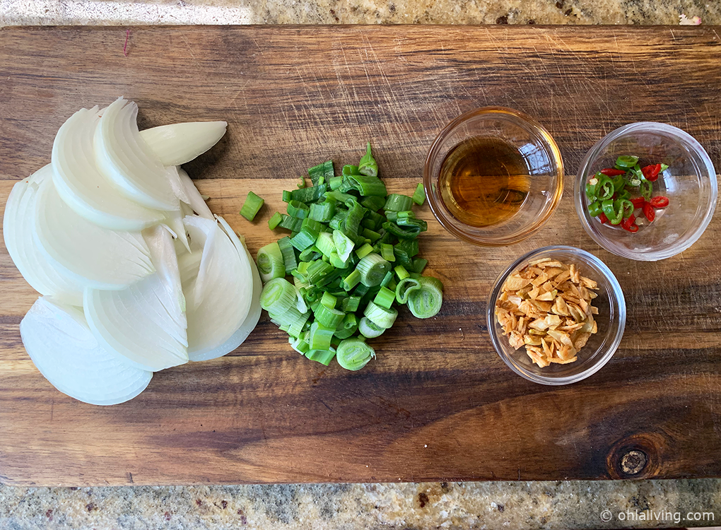 onions chillis and green onions