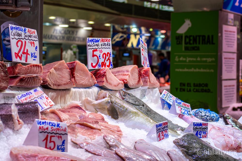 fish stall Valencia Central Market