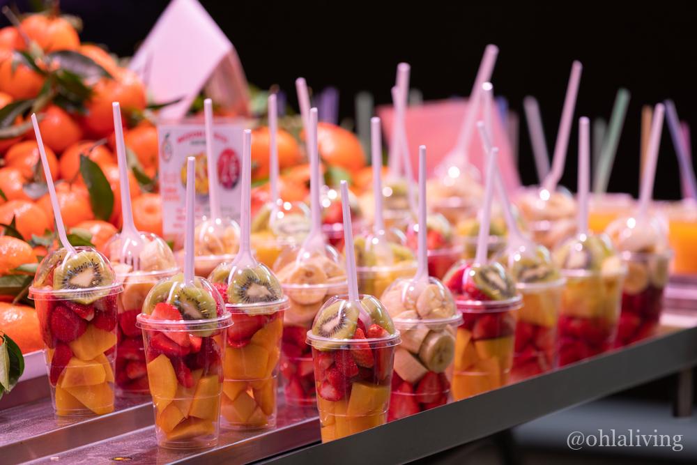 fruit juices on display Valencia Market